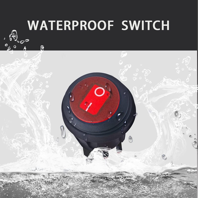 mankk 4PCS Waterproof Rocker Switch 12V Round Toggle Switch SPST 3 Pin ON Off Red LED Light with Detachable Wires for Car Auto Boat Trucks KCD1-5-101NW-R-X - Image 5