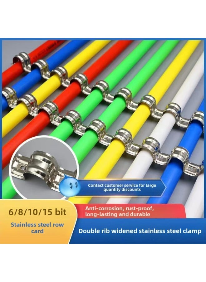 Generic - Stainless Steel Card 20 Riding Card 16 Thickened U-shaped Row Clip Single-side Code Fixed Buckle Line Pipe Clamp-Specification Model:25mm Stainless Steel Row Card 2 Positions (50 Pcs Per Bag) - Image 1