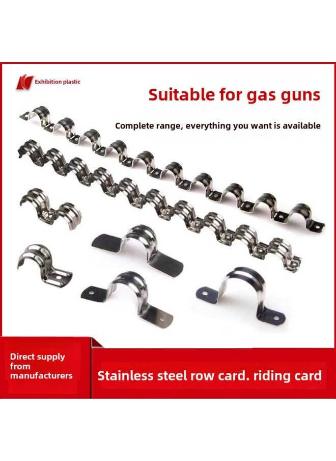 Generic - Stainless Steel Card 20 Riding Card 16 Thickened U-shaped Row Clip Single-side Code Fixed Buckle Line Pipe Clamp-Specification Model:25mm Stainless Steel Row Card 2 Positions (50 Pcs Per Bag) - Image 1