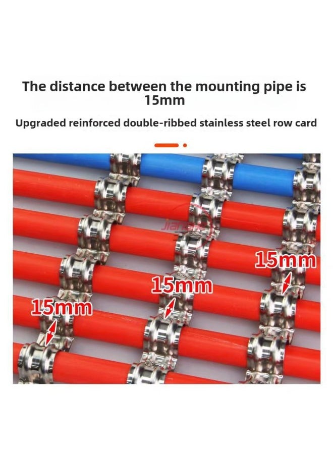 Generic - Stainless Steel Card 20 Riding Card 16 Thickened U-shaped Row Clip Single-side Code Fixed Buckle Line Pipe Clamp-Specification Model:25mm Stainless Steel Row Card 2 Positions (50 Pcs Per Bag) - Image 1