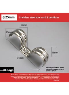 Stainless Steel Card 20 Riding Card 16 Thickened U-shaped Row Clip Single-side Code Fixed Buckle Line Pipe Clamp-Specification Model:25mm Stainless Steel Row Card 2 Positions (50 Pcs Per Bag)