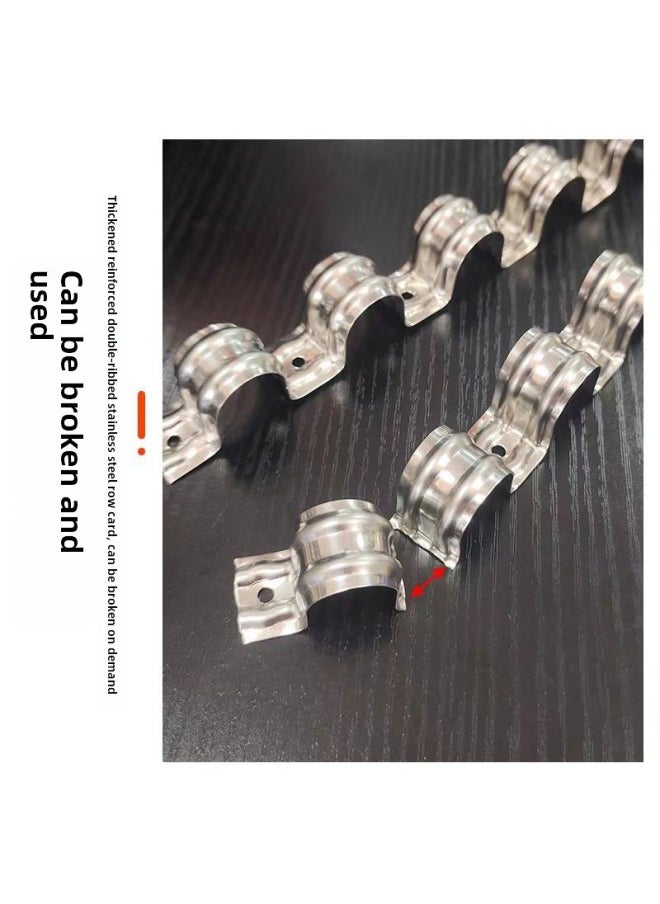 Generic - Stainless Steel Card 20 Riding Card 16 Thickened U-shaped Row Clip Single-side Code Fixed Buckle Line Pipe Clamp-Specification Model:25mm Stainless Steel Row Card 2 Positions (50 Pcs Per Bag) - Image 1
