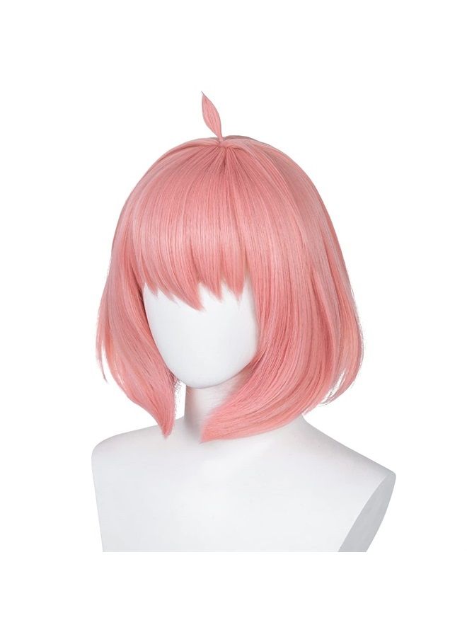 Half and Half Short Pink Bob Wig Anime Cosplay wigs with Cute Hair Clips, Women Girls Anime Heat Synthetic Hair Cos Prop + Wig Net Cap for Halloween Costume Party Daily - Image 1