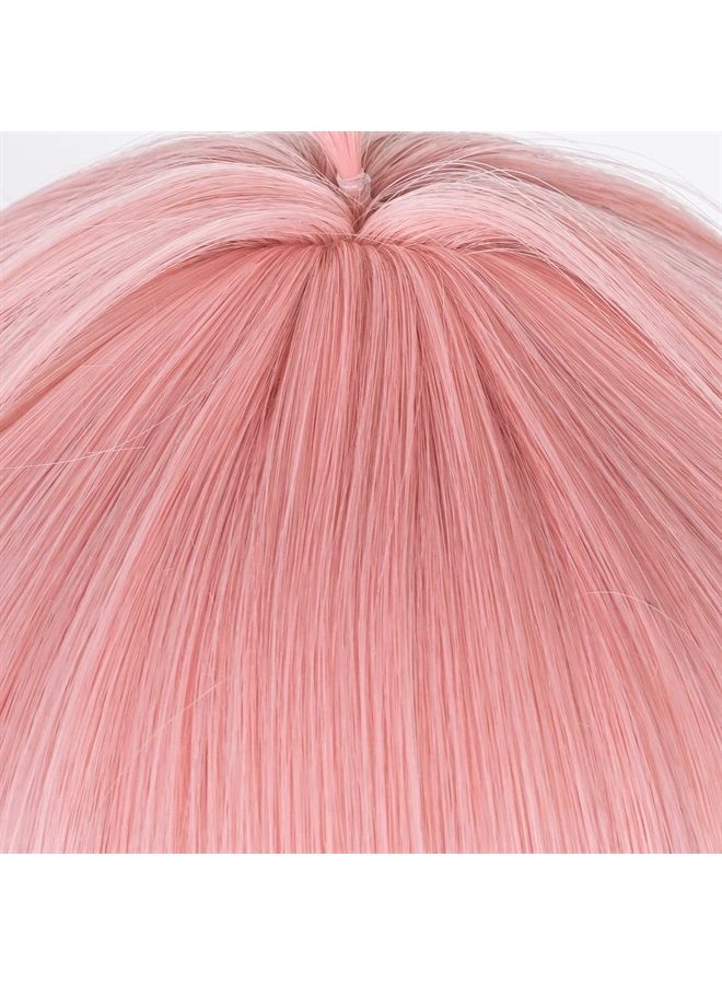 Half and Half Short Pink Bob Wig Anime Cosplay wigs with Cute Hair Clips, Women Girls Anime Heat Synthetic Hair Cos Prop + Wig Net Cap for Halloween Costume Party Daily - Image 3