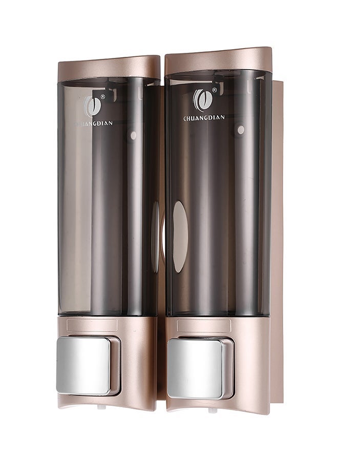 NIBEMINENT Wall Mount Manual Double Hand Soap Dispenser Champagne Gold/Clear 20.5 x 7 13.5cm - Image 1