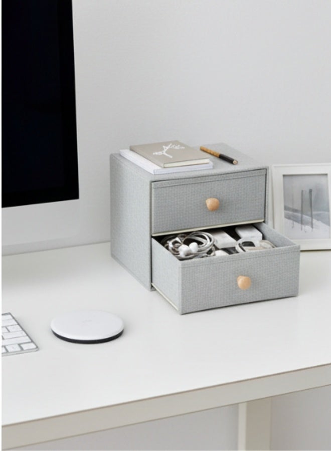 هابي هوم منظم وخزانة تخزين من القماش مع درجين – صناديق تخزين من الكتان عالية الجودة لتنظيم الملابس الداخلية، الجوارب، البرا، الإكسسوارات والأغراض الصغيرة | قابل للطي لتوفير المساحة | مثالي لغرفة النوم، غرفة المعيشة، الطاولة أو الرف 21*21 سم - Image 2