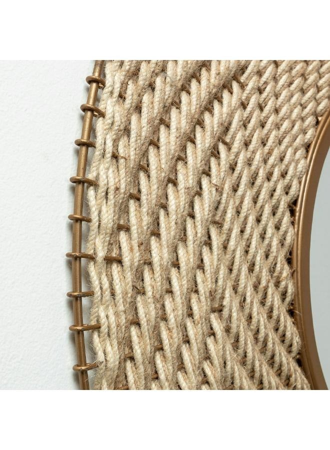 لوفت كليفين، مرآة دائرية، 80X80X1، قماش، بيج مع معدن نحاسي AA3153R53. - Image 2