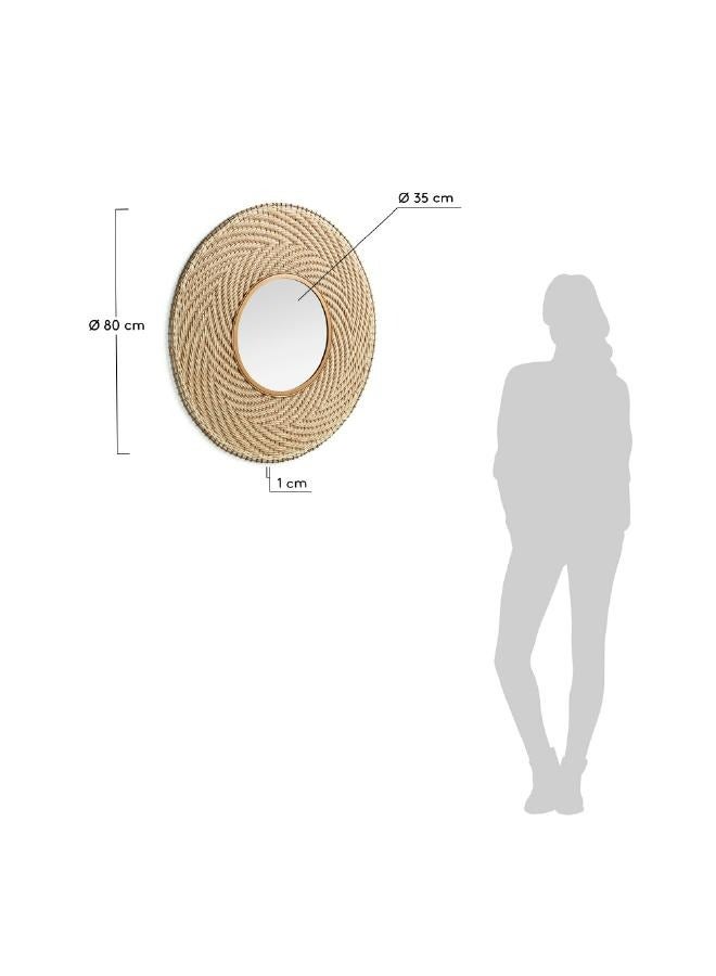 لوفت كليفين، مرآة دائرية، 80X80X1، قماش، بيج مع معدن نحاسي AA3153R53. - Image 4