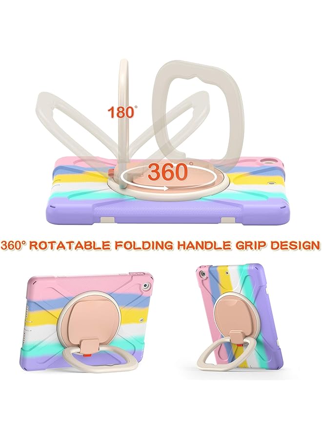 إيروريكس حافظة لجهاز ايباد 8th 7th Gen 10.2 2020 2019 حافظة ارمور تابلت مع حزام يد وكتف حافظة واقية متينة مع حامل دوار وردي ملون - Image 4