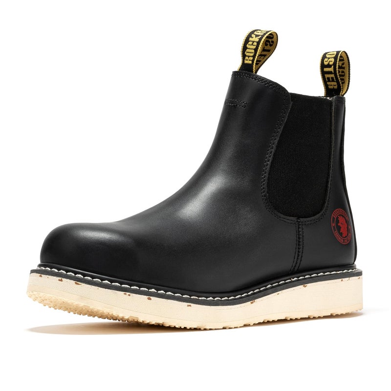 ROCKROOSTER Capitola - Full Grain Leather, Anti-fatigue Comfortable Coolmax Lining Goodyear Welt Soft Toe Work boots for men SAP101BK - Image 1