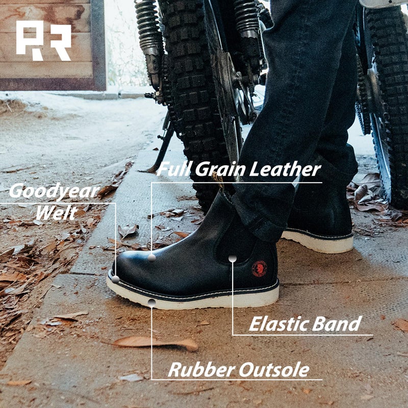 ROCKROOSTER Capitola - Full Grain Leather, Anti-fatigue Comfortable Coolmax Lining Goodyear Welt Soft Toe Work boots for men SAP101BK - Image 3