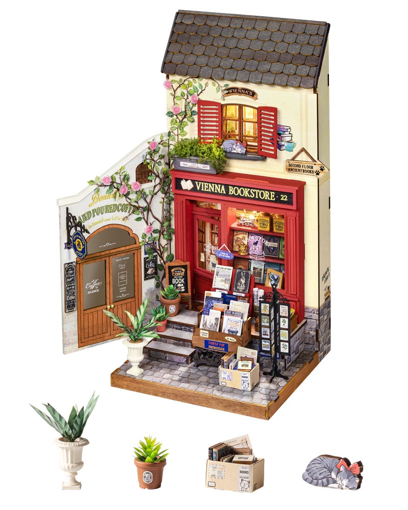 Rolife DIY Miniature House Kits Vienna Bookstore, Mini House Miniverse Lifestyle for Teens, DIY Crafts Kits for Adults, Birthday/Halloween for Parents Friends (Vienna Bookstore) - Image 1