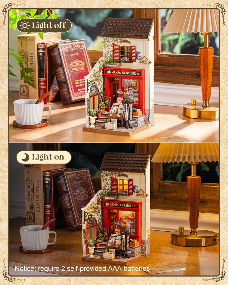 Rolife DIY Miniature House Kits Vienna Bookstore, Mini House Miniverse Lifestyle for Teens, DIY Crafts Kits for Adults, Birthday/Halloween for Parents Friends (Vienna Bookstore) - Image 5