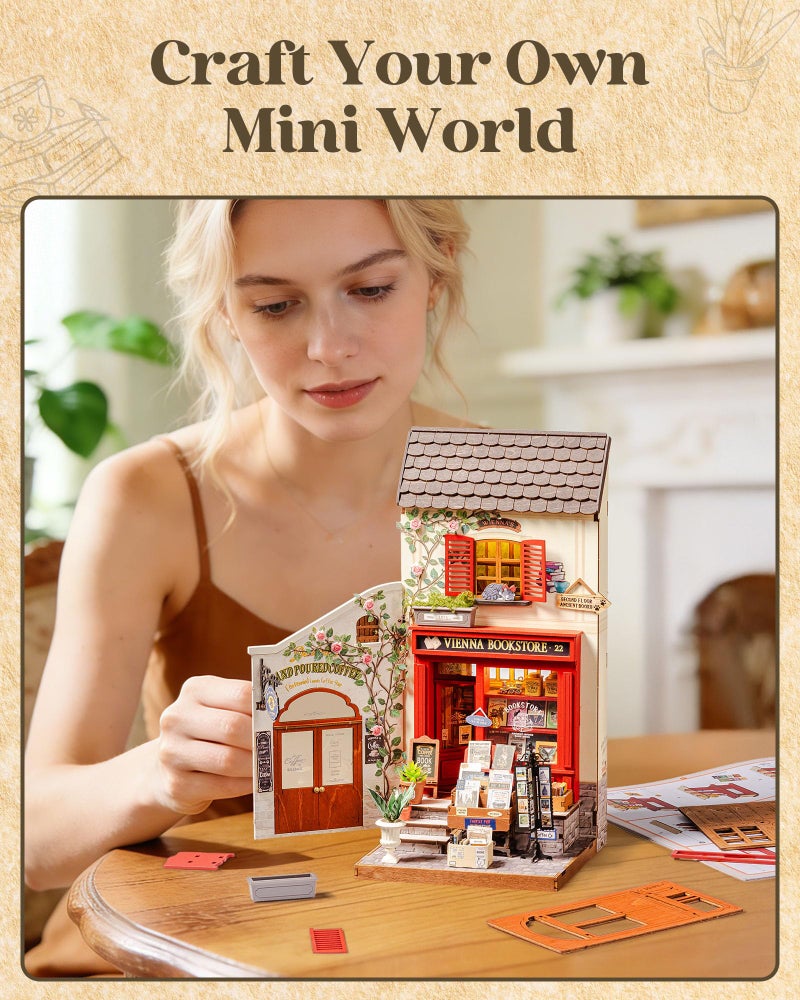 Rolife DIY Miniature House Kits Vienna Bookstore, Mini House Miniverse Lifestyle for Teens, DIY Crafts Kits for Adults, Birthday/Halloween for Parents Friends (Vienna Bookstore) - Image 4