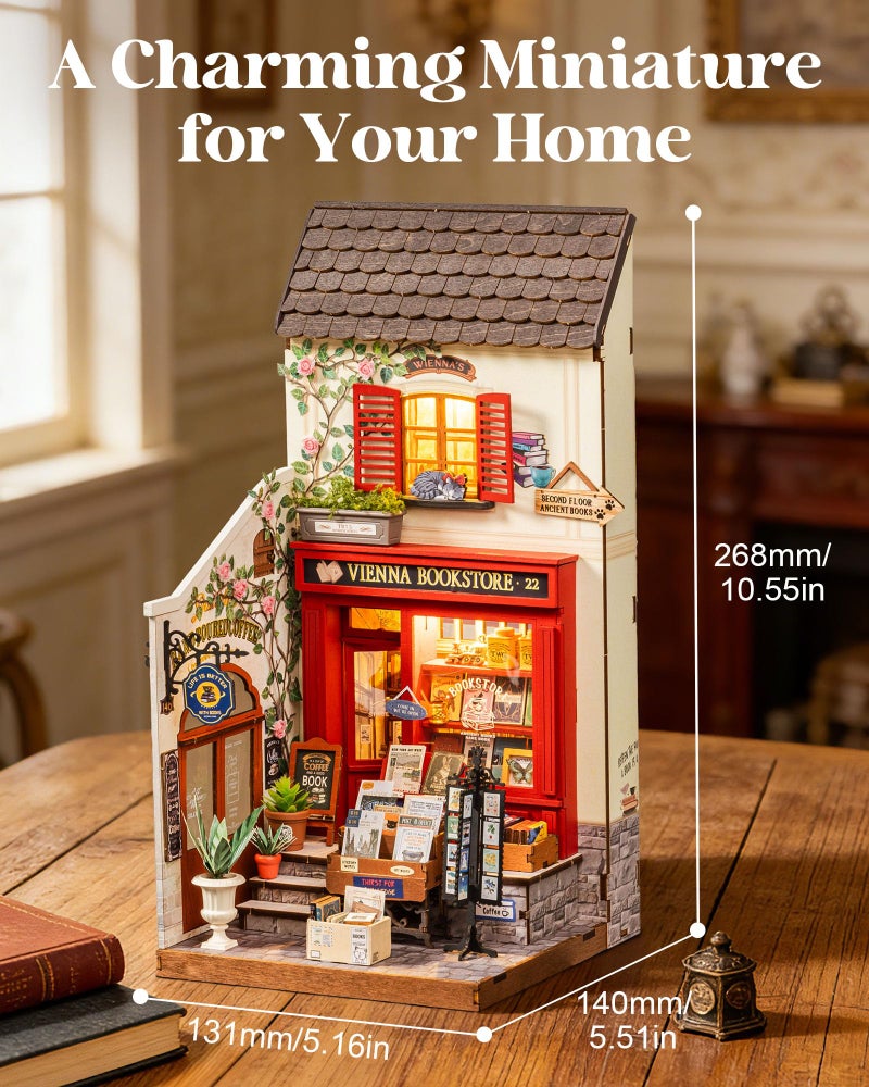 Rolife DIY Miniature House Kits Vienna Bookstore, Mini House Miniverse Lifestyle for Teens, DIY Crafts Kits for Adults, Birthday/Halloween for Parents Friends (Vienna Bookstore) - Image 3