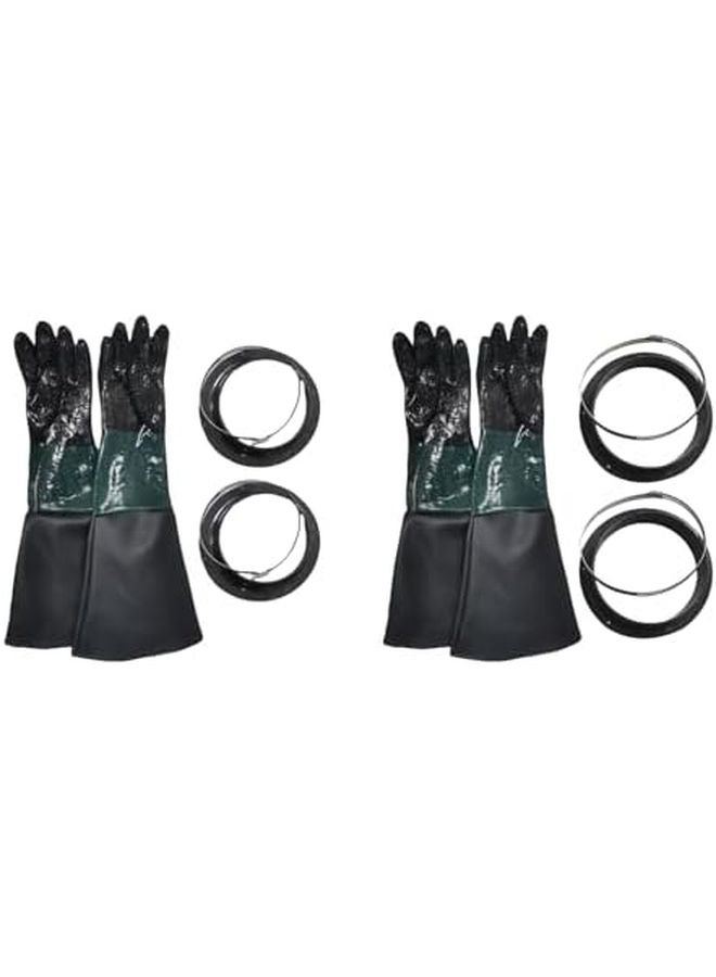 Heavy Duty Sandblasting Gloves with Holder 4 Hole Small Glove R Cotton Interior Sweat Absorbing - Image 5