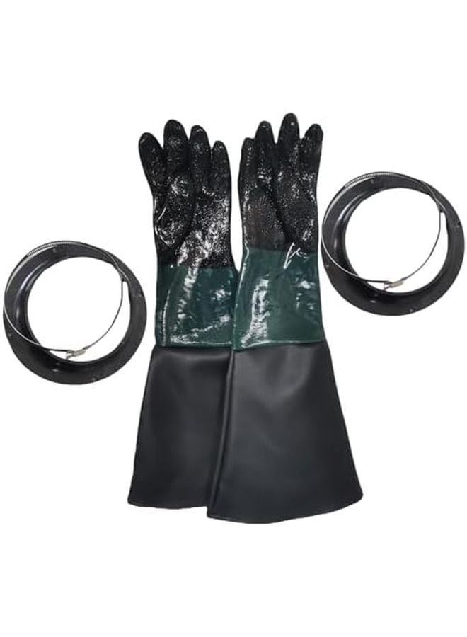 Heavy Duty Sandblasting Gloves with Holder 4 Hole Small Glove R Cotton Interior Sweat Absorbing - Image 2