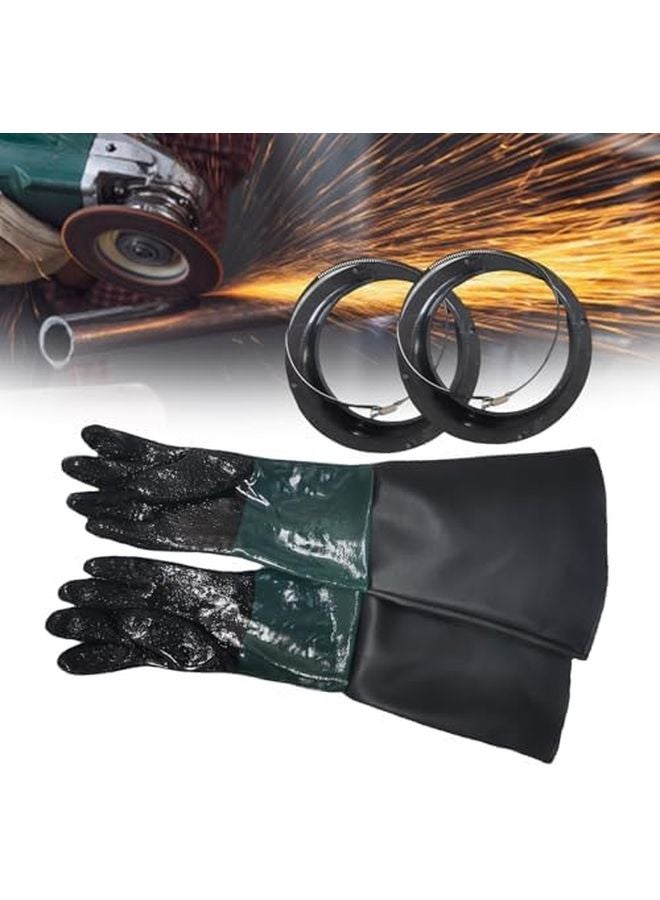 Heavy Duty Sandblasting Gloves with Holder 4 Hole Small Glove R Cotton Interior Sweat Absorbing - Image 3