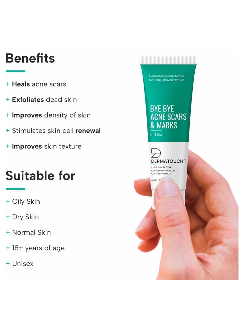 DERMATOUCH Bye Bye Acne Scars & Marks Cream || Acne Scars Corrector || Formulated Specially to Address Scars & Marks || Suitable For All Skin Types - 30 g (Pack of 1 - Image 2