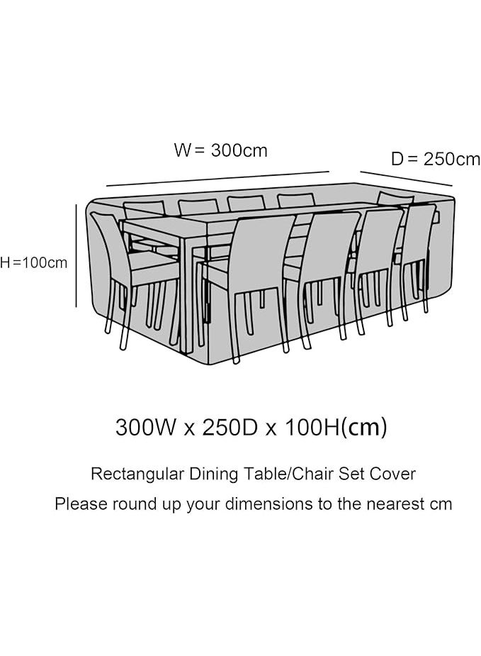 Outdoor Furniture Covers, Waterproof, Anti-UV, Upgraded Tear-Resistant 420D Oxford Fabric Garden Rattan Sofa Set Patio Table Covers 300*250*100cm - Image 3
