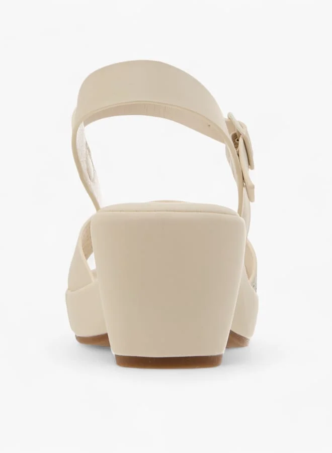 Flora Bella By Shoexpress Womens Comfort Mid Block Sandals With Slingback Closure