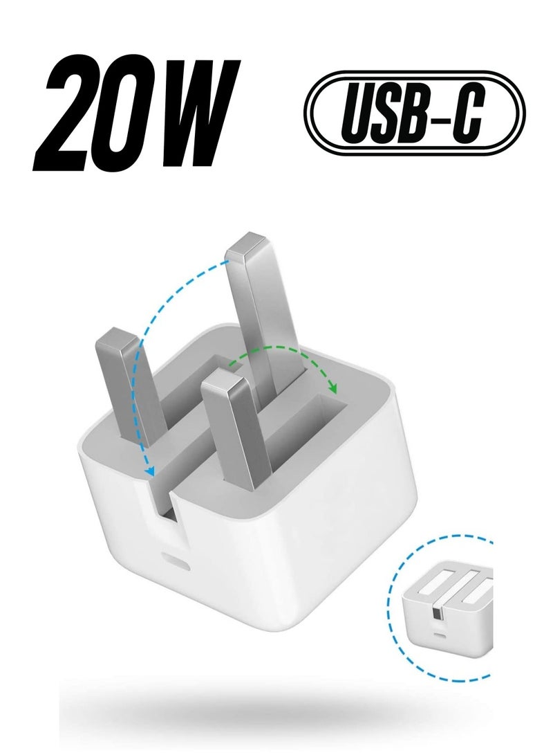 20W PD Foldable Fast Charging Wall Adapter Compatible with Apple iPhone13 Pro Max/13 Pro Max/SE/iPad - Image 1