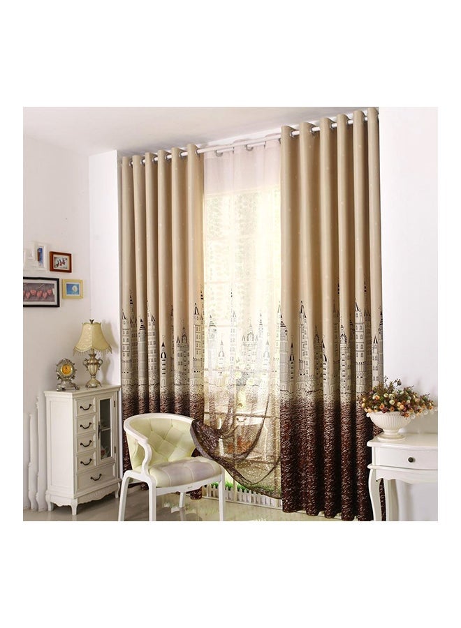 Castle Printed Blackout Curtain Brown/Beige 100 x 250centimeter  - Image 2