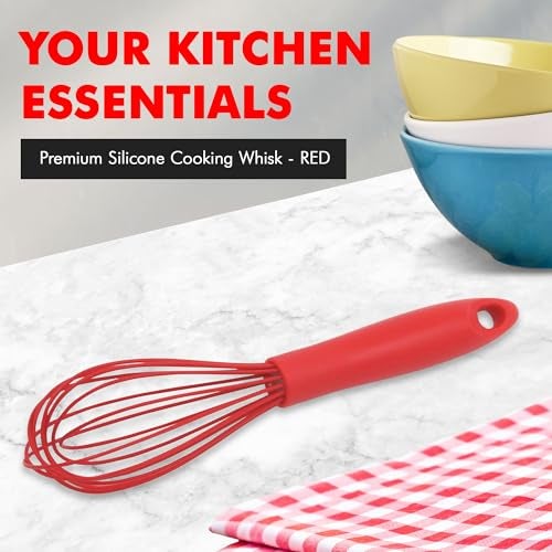 Chef Craft Premium Silicone Wire Cooking Whisk, 10.5 Inch, Red - Image 2