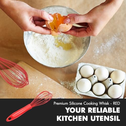 Chef Craft Premium Silicone Wire Cooking Whisk, 10.5 Inch, Red - Image 5