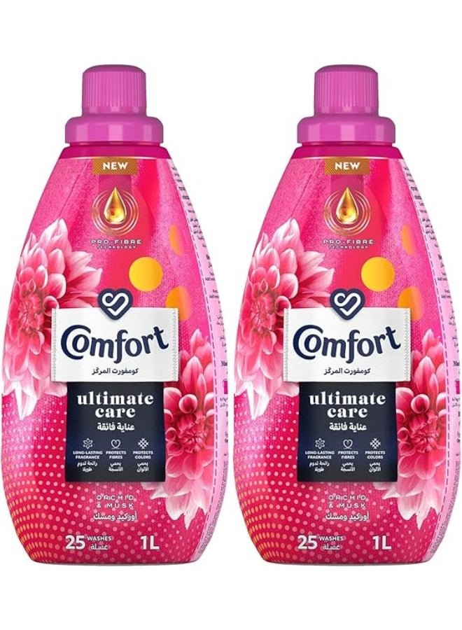 Comfort Ultimate Care Fabric Softener, Orchid and Musk Scent, 1 Liter, Pack of 2