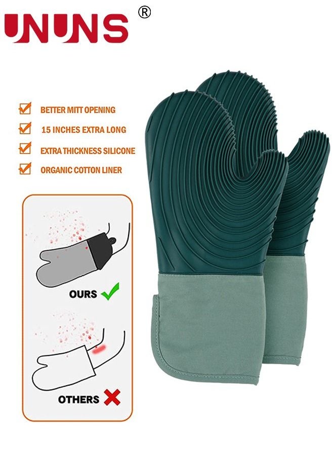 Pot Holder And Glove Set,5Pcs Silicone Non-Slip Oven Mitts And Pot Holders,Heat Resistant Oven Gloves With Thickened Ripple For Baking Cooking