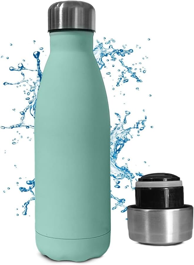 Spaceshoop hanso Sport Bottle Stainless Steel Double Wall Insulated Vacuum Flask for Hot & Cold Drinks - Leak-proof Design, Eco-friendly Choice - Ideal for Gym, Hiking, and Everyday Use (Light Blue)