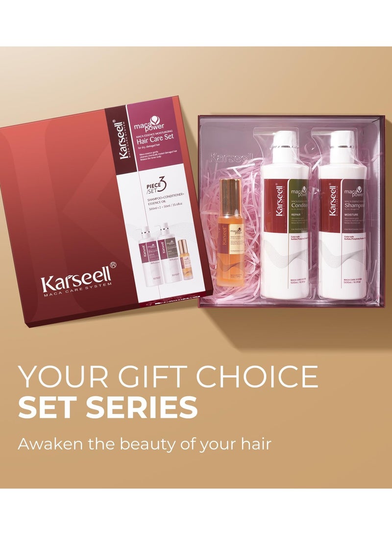 Karseell مجموعة علاج الشعر كارسيل كولاجين مع خلاصة الماكا، مجموعة شامبو وبلسم وزيت شعر - Image 3