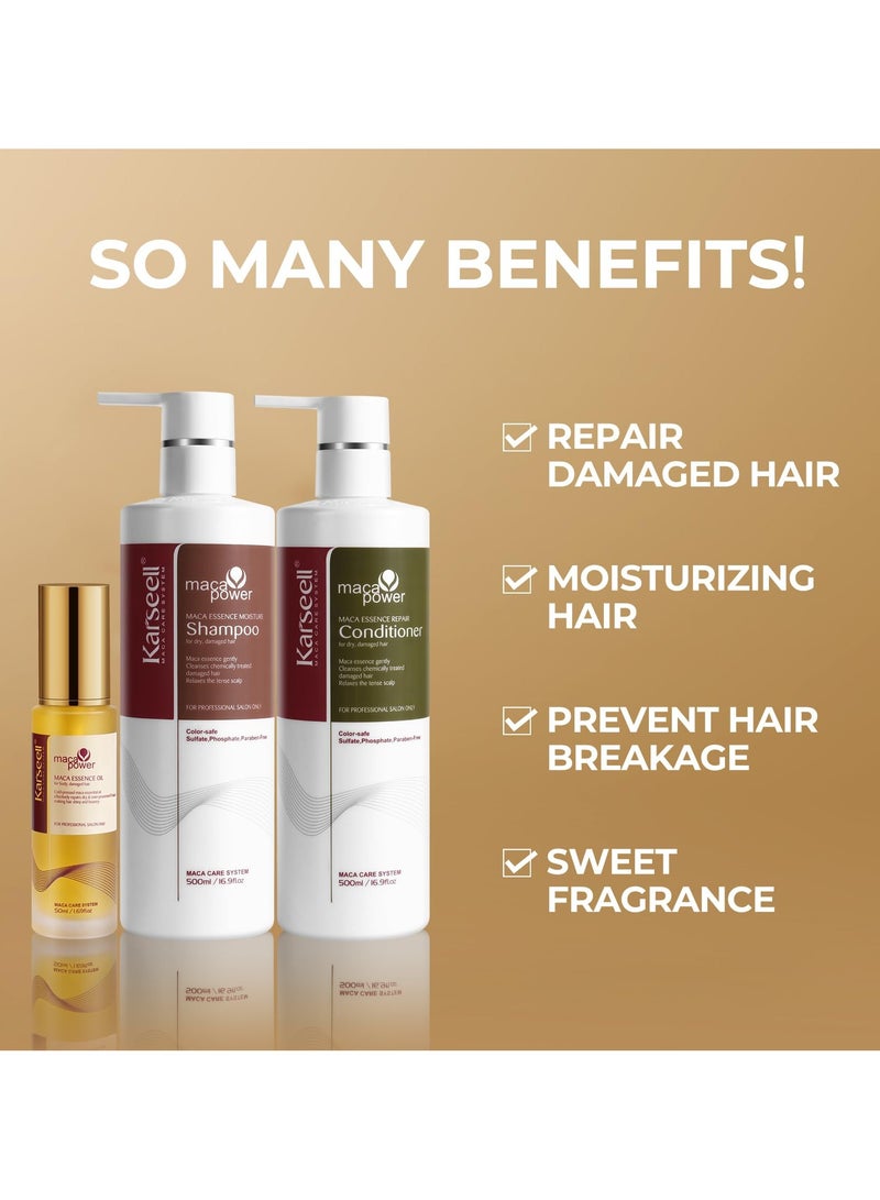 Karseell مجموعة علاج الشعر كارسيل كولاجين مع خلاصة الماكا، مجموعة شامبو وبلسم وزيت شعر - Image 4