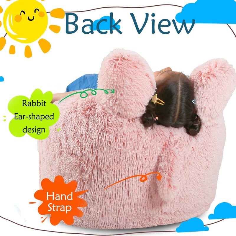 Aodenge Fluffy Bean Bag Chair for Kids, with Plush Faux Fur Cover, 2.5FT Memory Foam Bean Bag Chairs for Teens & Kids, Ultra Soft Sofa for Living Room/Bedroom/Dorm,Pink - Image 5