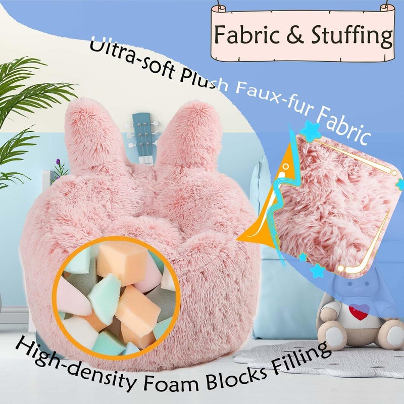 Aodenge Fluffy Bean Bag Chair for Kids, with Plush Faux Fur Cover, 2.5FT Memory Foam Bean Bag Chairs for Teens & Kids, Ultra Soft Sofa for Living Room/Bedroom/Dorm,Pink - Image 4