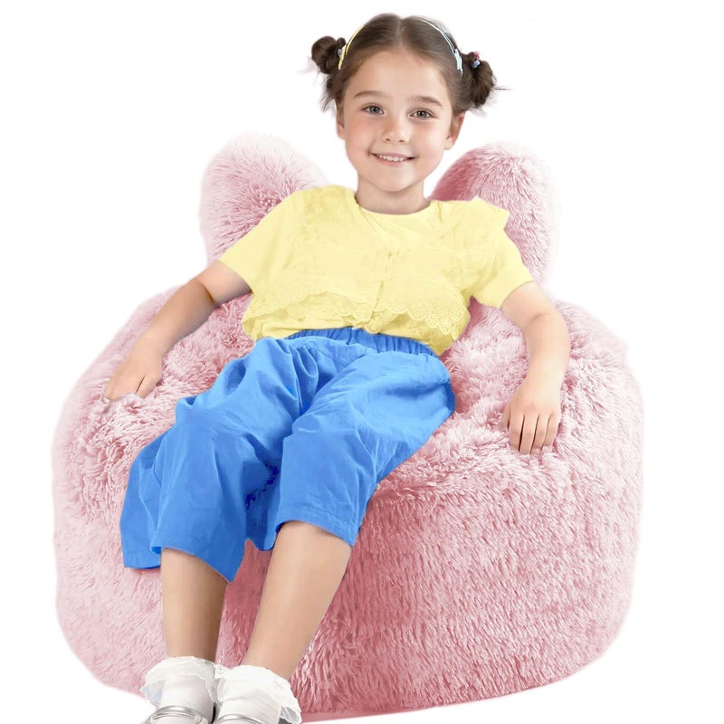 Aodenge Fluffy Bean Bag Chair for Kids, with Plush Faux Fur Cover, 2.5FT Memory Foam Bean Bag Chairs for Teens & Kids, Ultra Soft Sofa for Living Room/Bedroom/Dorm,Pink - Image 2