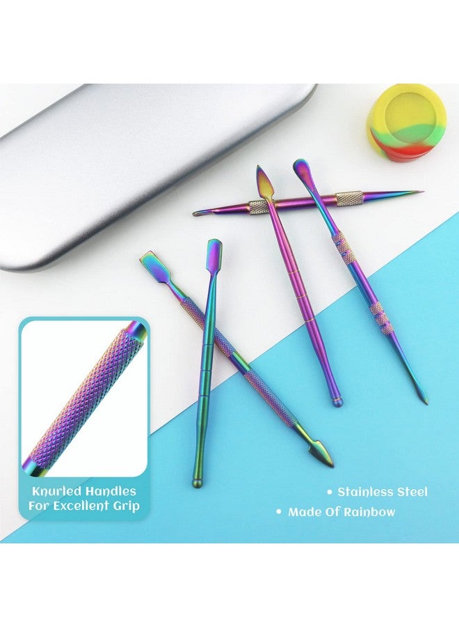 YETOOME 6 Pcs Wax Carving Tool Set With 5 Ml Silicone Container And Portable Metal Case Doubleended Carving Tool Stainless Steel Wax Sculpting Tools For Wood Wax Clay Pottery Rainbow Color - Image 3
