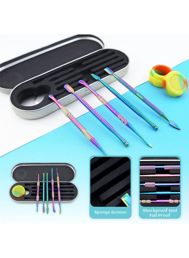 YETOOME 6 Pcs Wax Carving Tool Set With 5 Ml Silicone Container And Portable Metal Case Doubleended Carving Tool Stainless Steel Wax Sculpting Tools For Wood Wax Clay Pottery Rainbow Color - Image 4