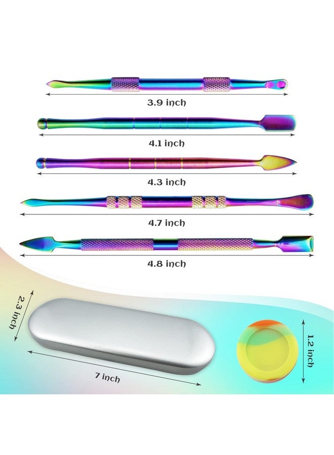 YETOOME 6 Pcs Wax Carving Tool Set With 5 Ml Silicone Container And Portable Metal Case Doubleended Carving Tool Stainless Steel Wax Sculpting Tools For Wood Wax Clay Pottery Rainbow Color - Image 2