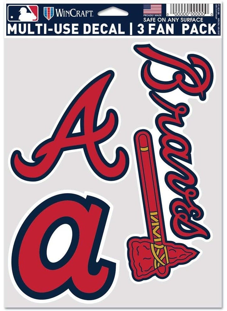 WinCraft Wincraft MLB Atlanta Braves Decal Multi Use Fan 3 Pack Team Colors One Size 