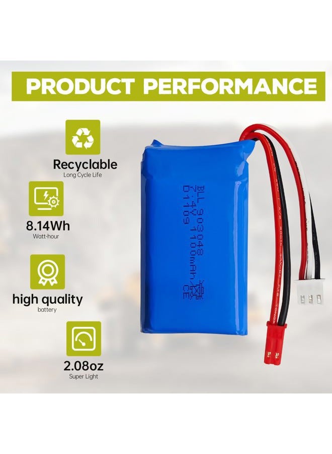 sea jump 2PCS 7.4V 1100mah بطارية ليثيوم + شاحن محول 2 في 1 ل WLtoys A949 A959 A969 A979 S989 V912 T23 T55 F45 سيارة تحكم عن بعد بطارية ليثيوم غير مأهولة - Image 5