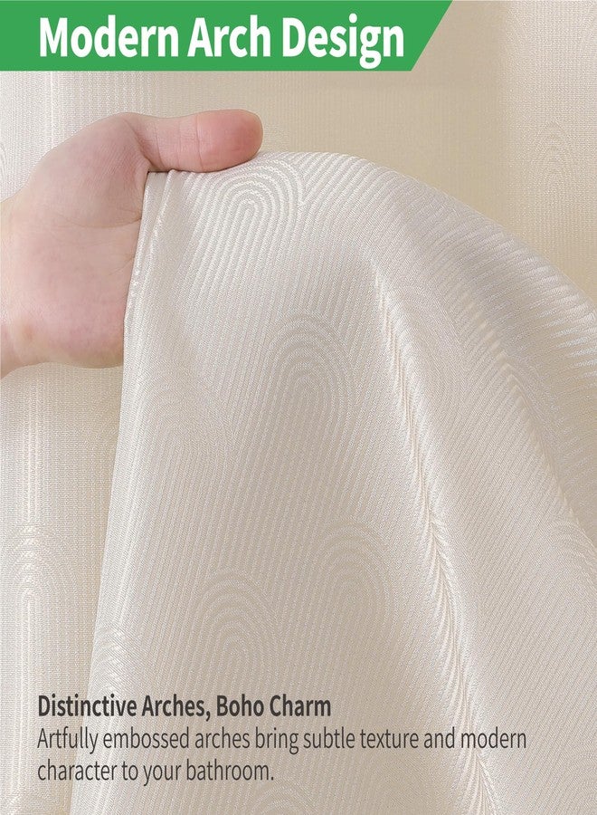 eachope No Hook Shower Curtain with Snap-in Fabric Liner Set,Boho Arch Textured Fabric Fabric Shower Curtain for Bathroom with Sheer Window,Waterproof & Washable,71 x 74,Cream - Image 5