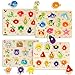 Melofaver Wooden Peg Puzzles for Toddlers 4 PCS Toddler Puzzles SetFruits Sea Animals Home Appliances Vegetables Baby Puzzle Montessori Toys for 3 4 5 Years Boys Girls Kids Preschool Learninng Toys Gift - Image 2