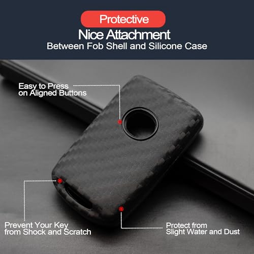 INFIPAR 2pcs Compatible with Mazda 3 6 3 Sport CX-3 CX-5 CX-9 CX-30 CX-50 CX-90 MX-5 Miata MX-30 EV Carbon Fiber Looks Black Key Fob Cover Case Key Chain Protector Keyless Remote Holder - Image 4