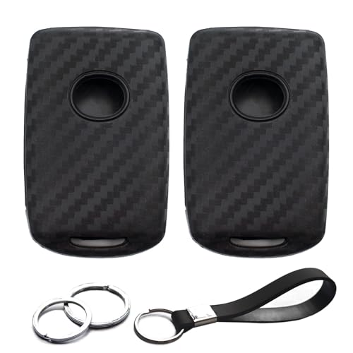 INFIPAR 2pcs Compatible with Mazda 3 6 3 Sport CX-3 CX-5 CX-9 CX-30 CX-50 CX-90 MX-5 Miata MX-30 EV Carbon Fiber Looks Black Key Fob Cover Case Key Chain Protector Keyless Remote Holder - Image 1