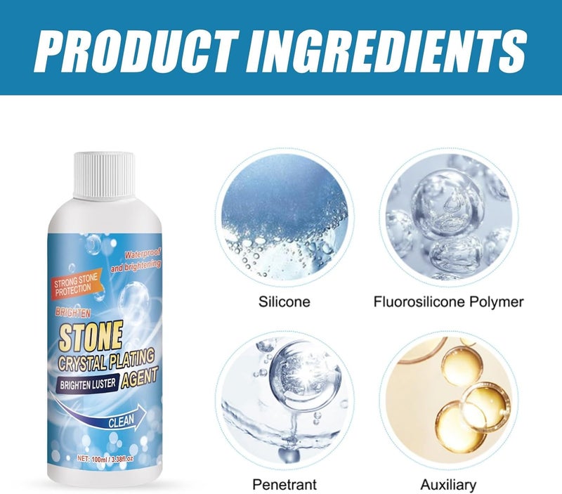 klarako Stone Crystal Plating Agent, Stone Crystal Plating Brightey Luster Agent, Stone Stain Remover Outdoor, Stone Crystal Plating Stone Stain Remover Cleaner (2pcs) - Image 3