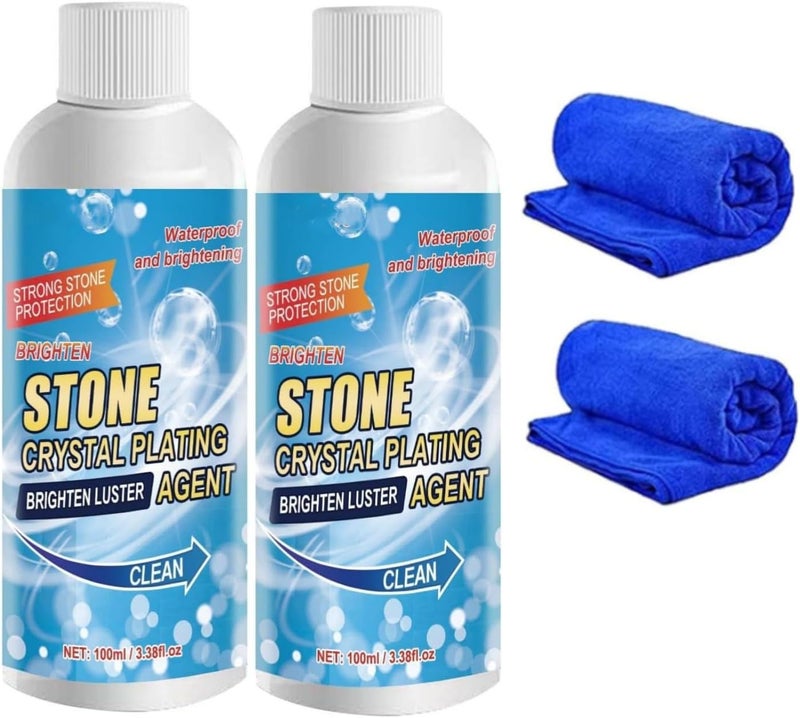 klarako Stone Crystal Plating Agent, Stone Crystal Plating Brightey Luster Agent, Stone Stain Remover Outdoor, Stone Crystal Plating Stone Stain Remover Cleaner (2pcs) - Image 1