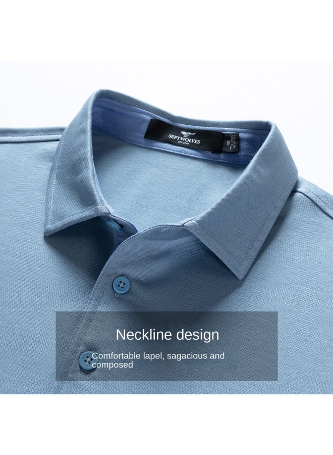 Septwolves Comfortable And Breathable】summer Casual Breathable Solid Color Cool-touch Short-sleeve Polo Shirt - Image 3