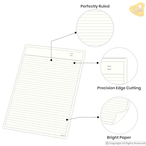 Lakeer A4 Ruled Paper Ivory Color -100 GSM, Pack of 100 | for Project, Assignment, Practical, Homework and Etc. - Image 4